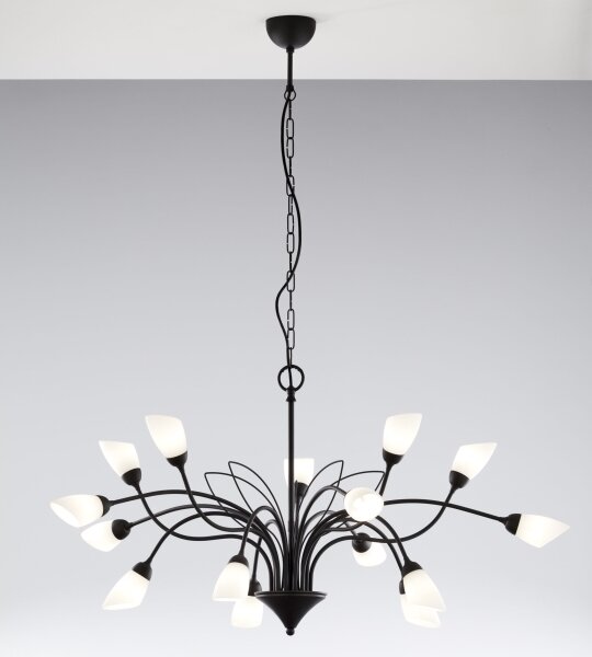 Jupiter 2057 - Lustră suspendată pe lanț GLORIOSA 15xG9/14W/230V negru