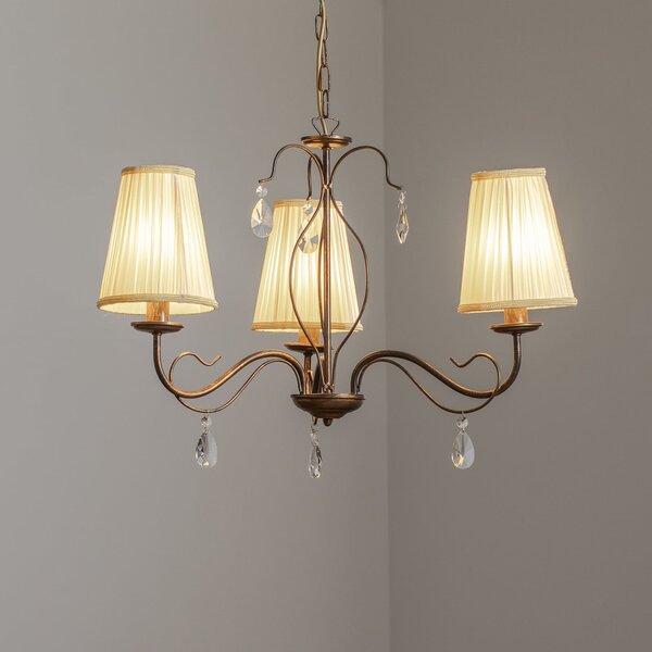 ONLI Candelabru Delia, culoare bronz, 3 lumini, Ø 60 cm, reglabil, Bronz / Alamă Veche, Camera de zi / sufragerie, Metal, Antichitate