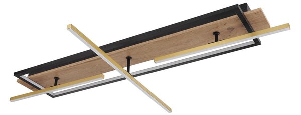 Globo Plafonieră Beatrix LED, lungime 100 cm, lemn/negru, lemn, Lemn, Camera de zi / sufragerie, Lemn, Modern