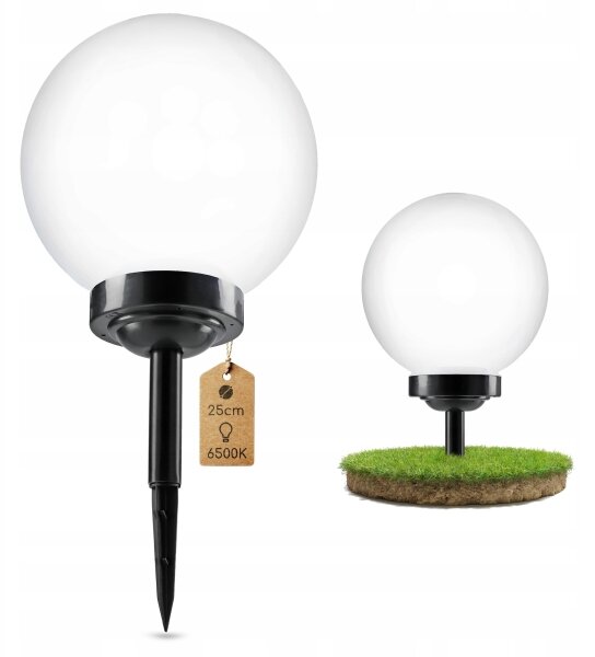 Lampă solară LED, 1,2 V, 6500 K, 200 mAh, diametru 25 cm, IP44, alb/negru