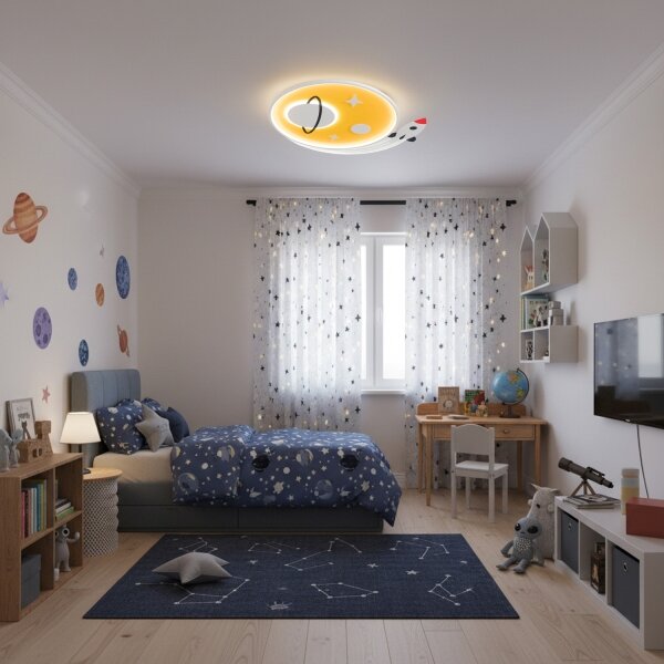 Brilagi -LED Plafonieră LED pentru copii STARSHIP LED/64W/230V 3000/4500K galbenă