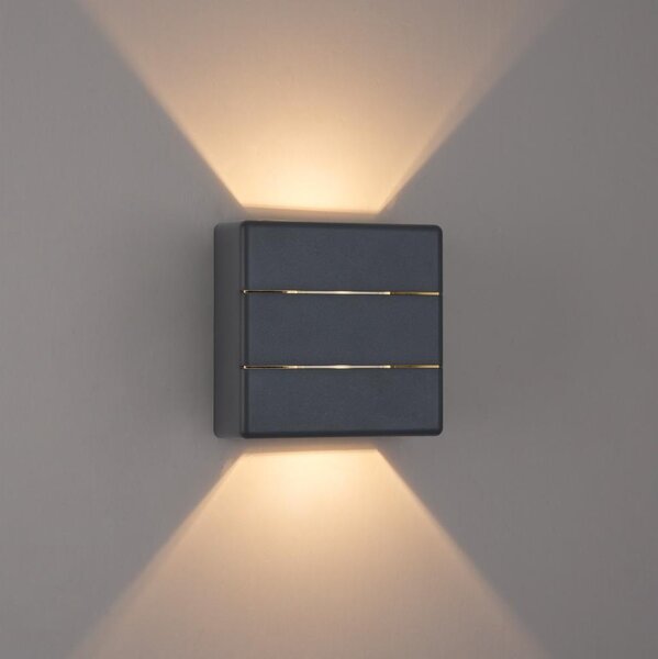 Brilagi - Aplica LED de exterior DOUBLERAY LINE, 6W, 230V, antracit, IP54