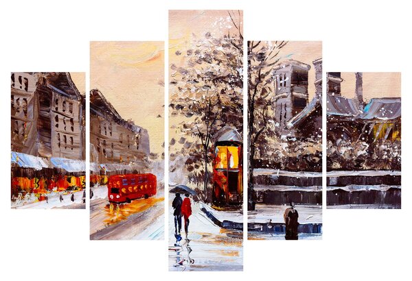 Tablou - Pictură oraș iarna (150x105 cm)