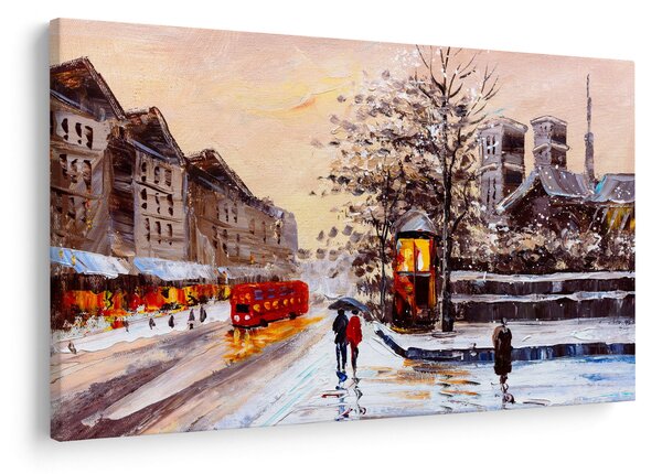 Tablou - Pictură oraș iarna (90x60 cm)