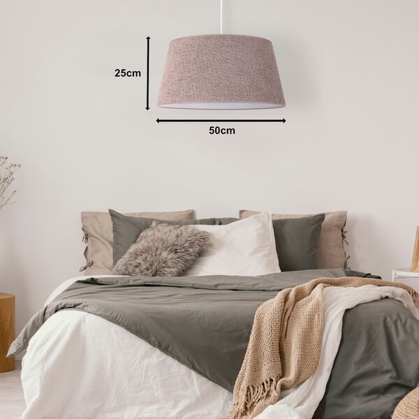 Euluna Lampă suspendată Boucle, textil cappuccino, Ø 50 cm, 1 bec, reglabil, Maro / Rugină, Camera de zi / sufragerie, Țesătură / Textil