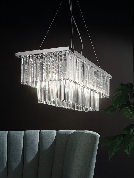 Ondaluce - Candelabru cu cristale pe cablu DAIQUIRI 8xE14/10W/230V crom lucios