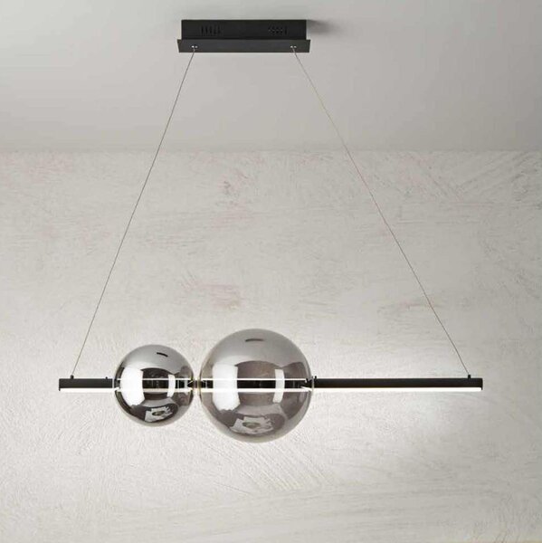 Ondaluce - Lustru LED dimabil pe cablu FUFI LED/40W/230V, negru/negru fumuriu