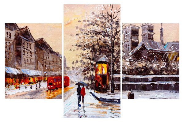 Tablou - Pictură oraș iarna (90x60 cm)