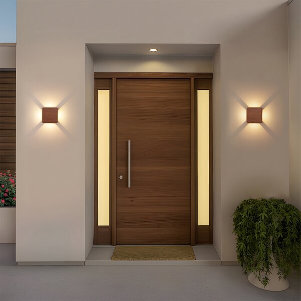 Brilagi - Aplică LED de exterior QUADRAY LED/6W/230V, decor lemn, IP54
