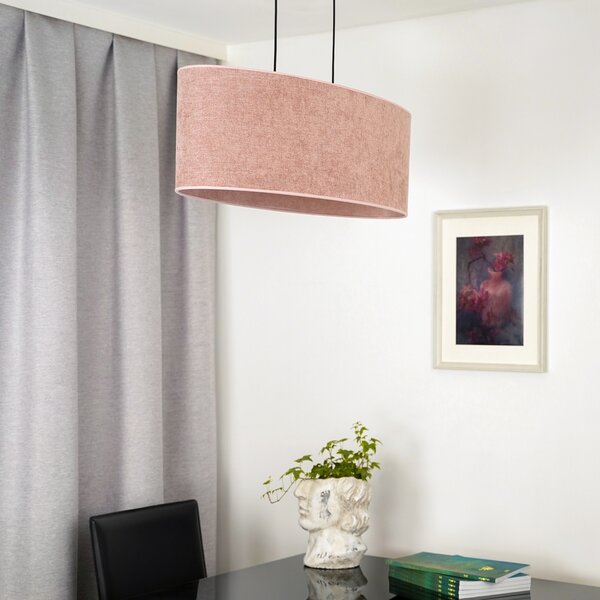 Euluna Lampă suspendată Celine, roz, material Chenille, lungime 80 cm, reglabil, Roz / Rosé, Camera de zi / sufragerie, Țesătură / Textil, Modern
