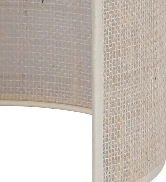 Euluna Aplică de perete din iută, alb/ecru, semicirculară, înălțime 24 cm, reglabil, Alb, Camera de zi / sufragerie, Țesătură / Textil
