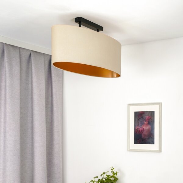 Envostar lampă de tavan Idun bej deschis 80cm material natural vegan, reglabil, Bej, Camera de zi / sufragerie, Altele, Modern