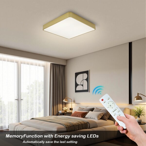Brilagi-LED Plafonieră LED dimabilă POOL 48W/230V 3000-6000K 50x50 cm aurie + telecomandă