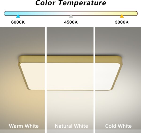 Brilagi-LED Plafonieră LED dimabilă POOL 48W/230V 3000-6000K 50x50 cm aurie + telecomandă