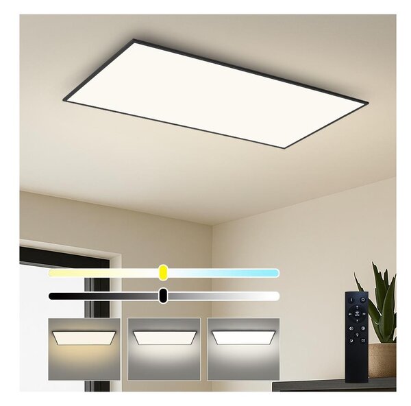 Brilagi - Plafonieră LED reglabilă SLIMFRAME, 80 W, 230 V, 120 x 60 cm, neagră, cu telecomandă