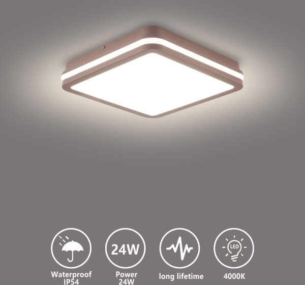 Brilagi - LED Plafonieră de exterior BENE LED/24W/230V 26x26 cm maro IP54