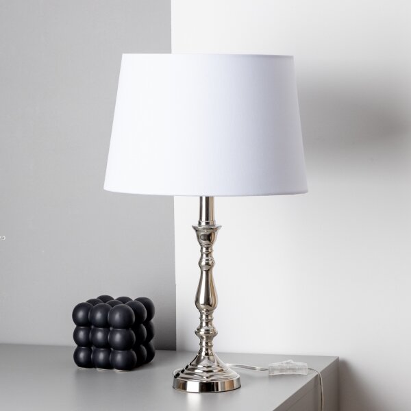 Brilagi - Lampă de masă CERIA, 1xE27/60W/230V, diametru 30 cm, crom lucios/alb