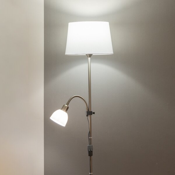 Brilagi - Lampă de podea CERIA 1xE27/100W/230V + 1xE14/25W crom mat/alb