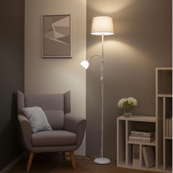 Brilagi - Lampă de podea CERIA 1xE27/100W/230V + 1xE14/25W albă/gri
