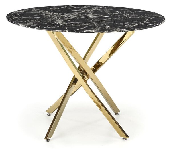 Masă Houston 1538, Marmură neagră, Auriu, 75cm, 26 kg
