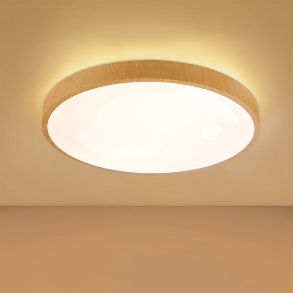 Brilagi-LED Corp de iluminat dimabil GLASS POOL DOUBLE LED/60W/230V 50 cm, decor lemn + telecomandă