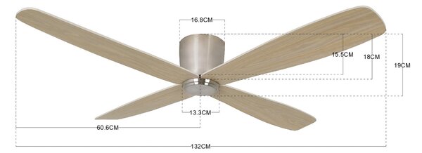 Beacon Lighting Ventilator de tavan Fraser crom/teak DC quiet Ø 132 cm, Lemn, Camera de zi / sufragerie, Lemn, Modern