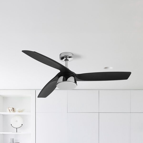 Beacon Lighting LED ventilator de tavan Bronx cu motor DC silențios 132 cm CCT, reglabil, Negru, Camera de zi / sufragerie, Plastic, Modern