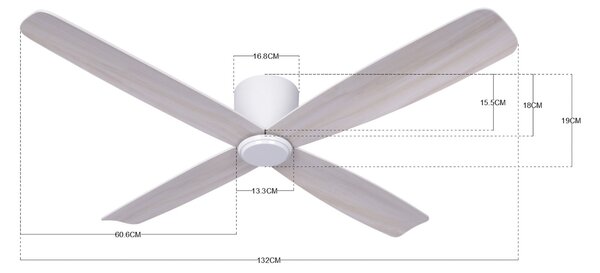 Beacon Lighting Ventilator de tavan Fraser alb/strău DC quiet Ø 132 cm, Lemn, Camera de zi / sufragerie, Lemn, Modern