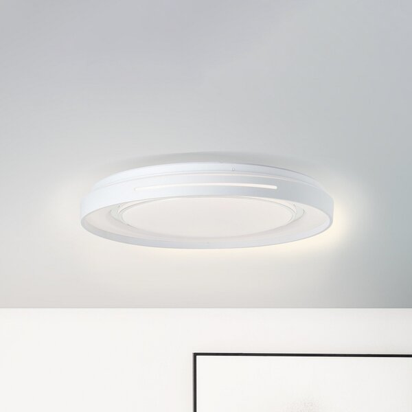 Brilliant Plafonieră cu LED Barty, alb/cromatic, Ø 48,5 cm, CCT, metal, reglabil, Alb, Camera de zi / sufragerie, Metal, Modern