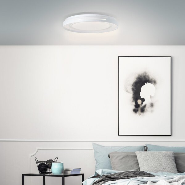 Brilliant Plafonieră cu LED Barty, alb/cromatic, Ø 48,5 cm, CCT, metal, reglabil, Alb, Camera de zi / sufragerie, Metal, Modern