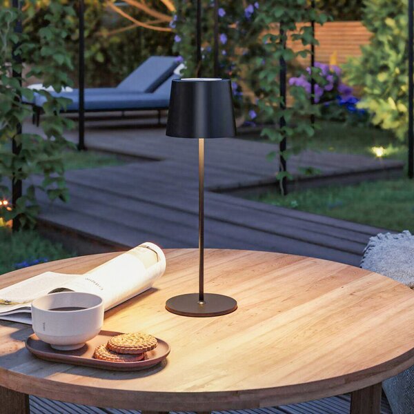 Paulmann Lampa de masă cu LED și baterie Gilo, negru, plastic, IP44, reglabil, Negru, Camera de zi / sufragerie, Plastic, Modern