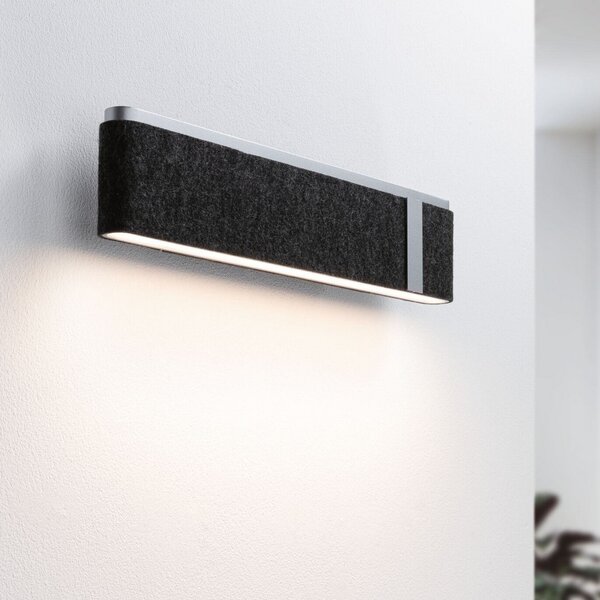 Paulmann LED lampă de perete Jagun, antracit, pâslă, cu 3 trepte de, reglabil, Negru, Camera de zi / sufragerie, Țesătură / Textil, Modern