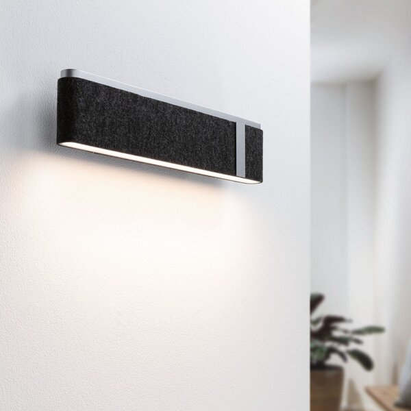Paulmann LED lampă de perete Jagun, antracit, pâslă, cu 3 trepte de, reglabil, Negru, Camera de zi / sufragerie, Țesătură / Textil, Modern