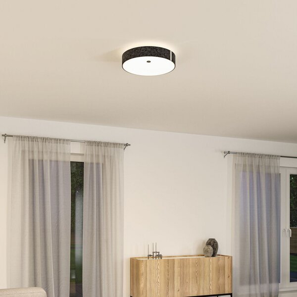 Paulmann Plafonieră cu LED Malika, antracit, pâslă, 3 trepte de, reglabil, Negru, Camera de zi / sufragerie, Țesătură / Textil, Modern, Plafon rotund direct