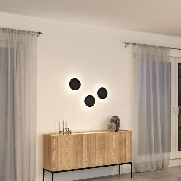 Paulmann Aplică cu LED Tulga, Ø 20 cm, antracit, pâslă, reglabil, Negru, Camera de zi / sufragerie, Țesătură / Textil, Modern