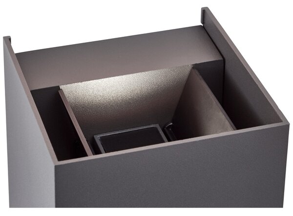Brilliant Aplică cu LED pentru exterior Hilly, înălțime 10 cm, gri închis, metal, Gri, Metal, Modern