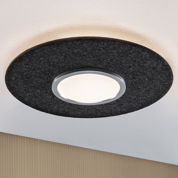 Paulmann Plafonieră cu LED Tulga, antracit, pâslă, 3 trepte de iluminare, reglabil, Negru, Camera de zi / sufragerie, Țesătură / Textil, Modern, Plafon rotund direct