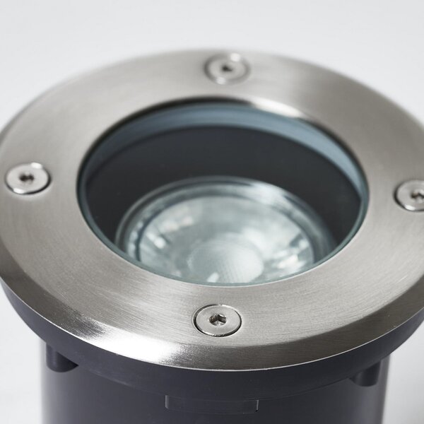 Brilliant Lumină de podea Itch, Ø 11 cm, oțel inoxidabil, metal, reglabil, Metalic, Metal, Modern, Corpuri de iluminat încastrate rotunde