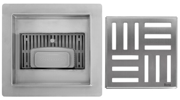 Rigola dus REA CROSS 150x150 Nickel Brush
