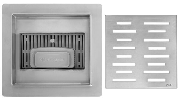 Rigola dus REA LINE 150x150 Nickel Brush