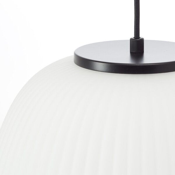 Brilliant Lampă suspendată Kaizen, lungime 105 cm, opal, 3 lumini sticlă/metal, reglabil, Alb, Camera de zi / sufragerie, Sticlă