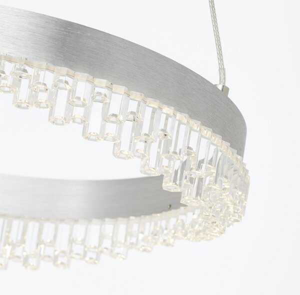 Brilliant Lampă suspendată Aurora LED, aluminiu, Ø 30 cm, CCT, reglabil, Metalic, Camera de zi / sufragerie, Aluminiu, Modern