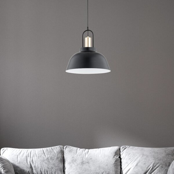 Alfa Lampă suspendată Mirave, negru / auriu, Ø 39,5 cm, metal, reglabil, Negru, Camera de zi / sufragerie, Metal, Modern