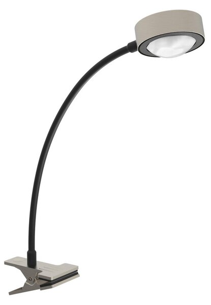 LIGHTME Lampă de masă Powerlens Flex, clemă, culoare titan, Gri, Studiu / Birou, Metal, Modern