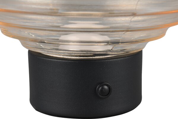 Reality Leuchten Lampă de masă reîncărcabilă Earl LED, negru/arămiziu, înălțime 14,5 cm,, reglabil, Bej, Camera de zi / sufragerie, Sticlă, Modern
