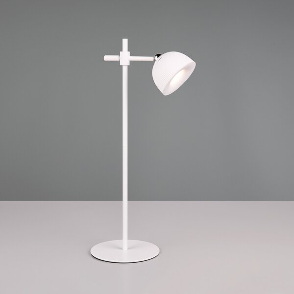 Reality Leuchten Maxima LED lampă de masă reîncărcabilă, alb, înălțime 41 cm, plastic, reglabil, Alb, Camera de zi / sufragerie, Plastic, Modern, Corpuri de iluminat cu clemă / cu fișă