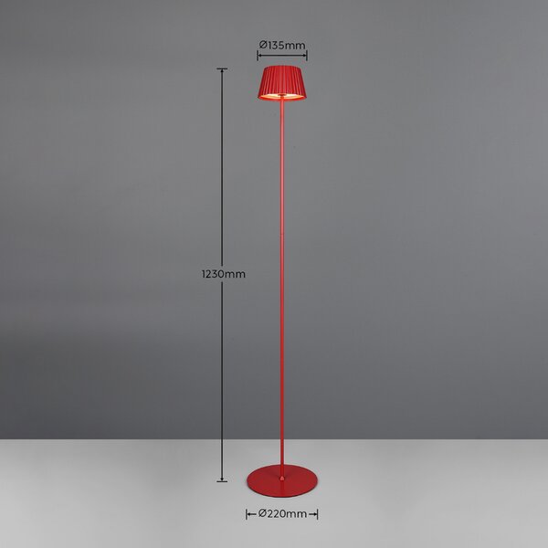 Reality Leuchten Lampă de podea reîncărcabilă Suarez LED, roșu, înălțime 123 cm, metal, reglabil, Roșu, Metal, Modern