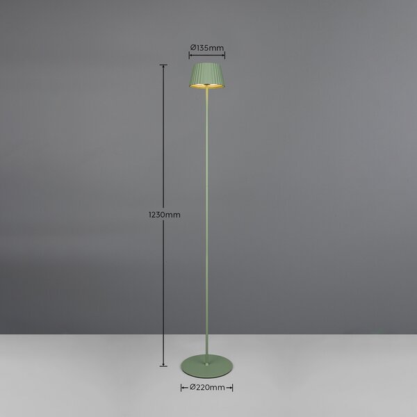 Reality Leuchten Lampă de podea reîncărcabilă Suarez LED, verde, înălțime 123 cm, metal, reglabil, Verde, Metal, Modern