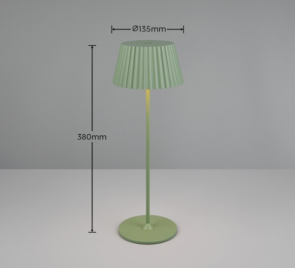 Reality Leuchten Suarez Lampă de masă LED reîncărcabilă, verde, înălțime 39 cm, metal, reglabil, Verde, Metal, Modern