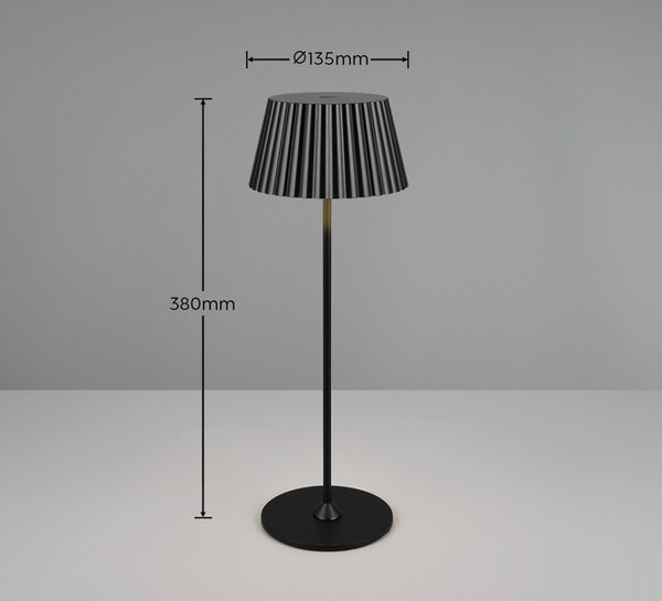 Reality Leuchten Suarez Lampă de masă LED reîncărcabilă, negru, înălțime 39 cm, metal, reglabil, Negru, Metal, Modern